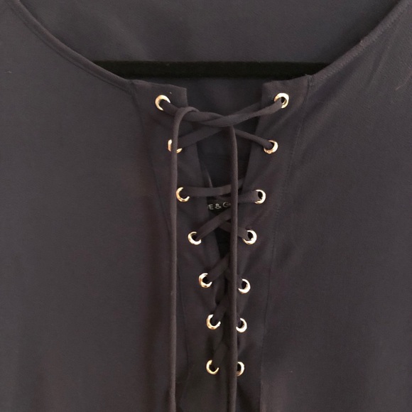 Harlowe & Graham Navy Lace Up Dress - Picture 3 of 10